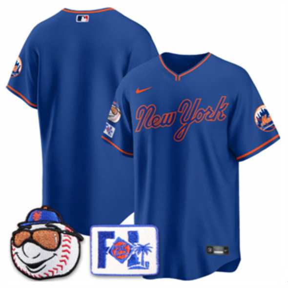 Men%27s New York Mets Blank Royal 2025 Spring Training Stitched Jersey Dzhi->new york mets->MLB Jersey
